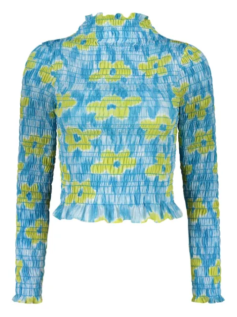 Amy Crookes printed long-sleeve top Blue ACFW21APTN000102