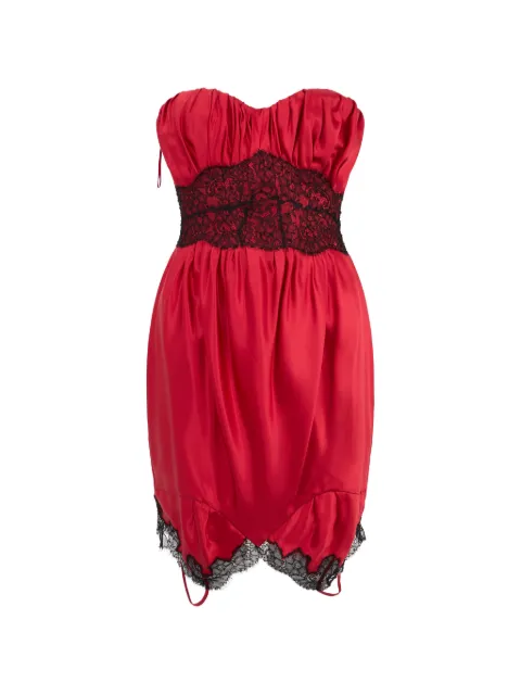 Moschino lace-trimmed gathered mini dress Red A04445536