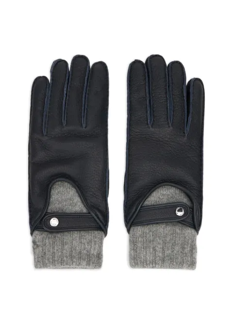 Moorer ribbed-knit panelled gloves Blue GUANTOKNITCURKNU