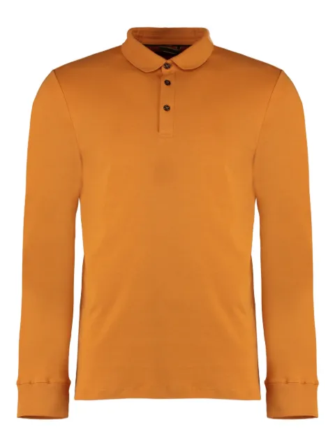 Moorer ribbed-edge long-sleeve polo shirt Orange TARANTOSLC