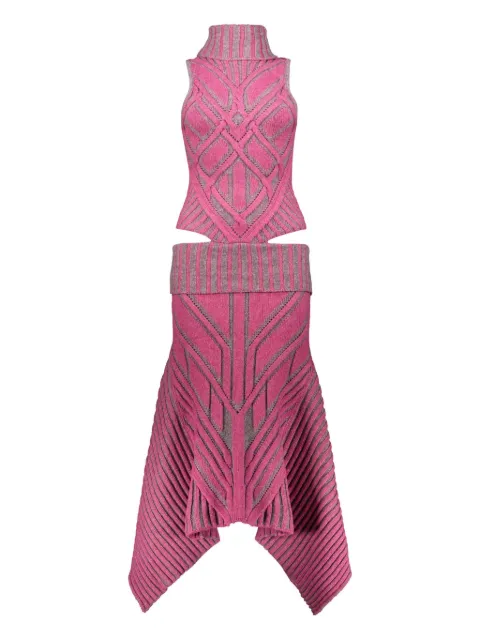 Paolina Russo virgin wool-blend dress Pink PRFW22DR04520936