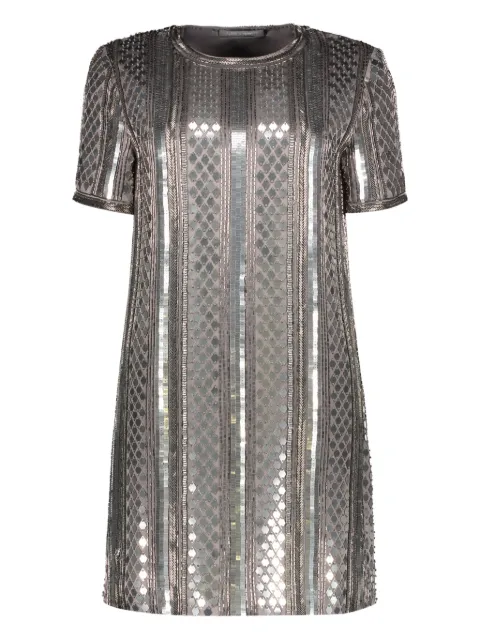 Alberta Ferretti sequin-embellished short-sleeved mini dress Silver A04666618