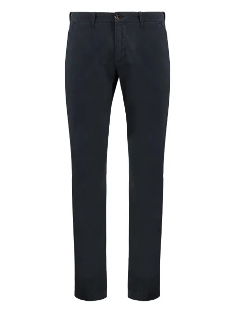 Moorer leather-logo cotton trousers Blue BOGARTRAS