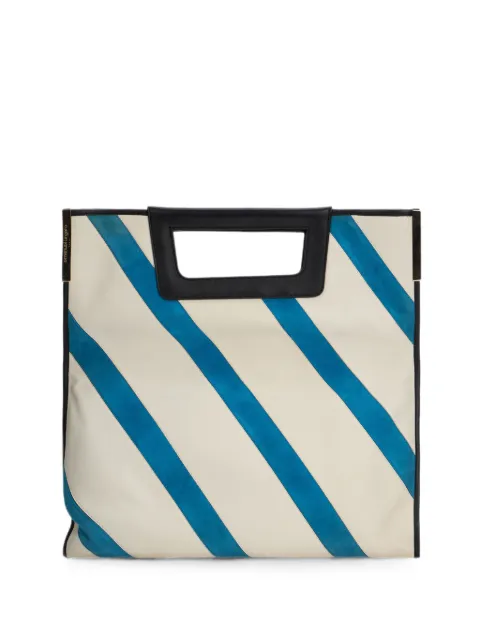 Moschino striped leather tote bag White B72148009