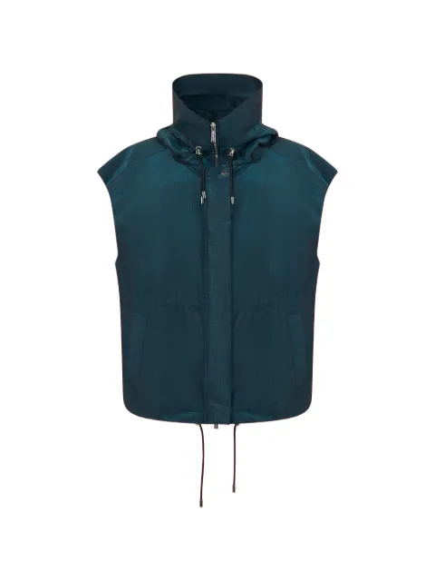 Moorer Blenda hooded grid-pattern gilet Blue BLENDABHR
