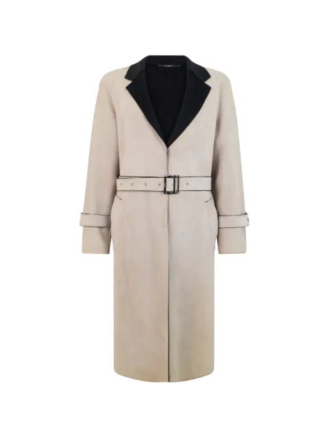 Moorer belted notch-lapel coat Neutrals KARENURB