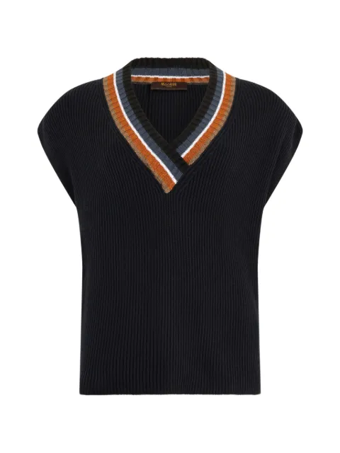 Moorer V-neck ribbed vest Blue JEANNECSN