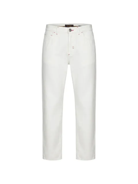 Moorer logo-patch straight-leg jeans White SANSA142