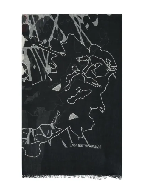 Emporio Armani graphic-print scarf Black 6252508P700