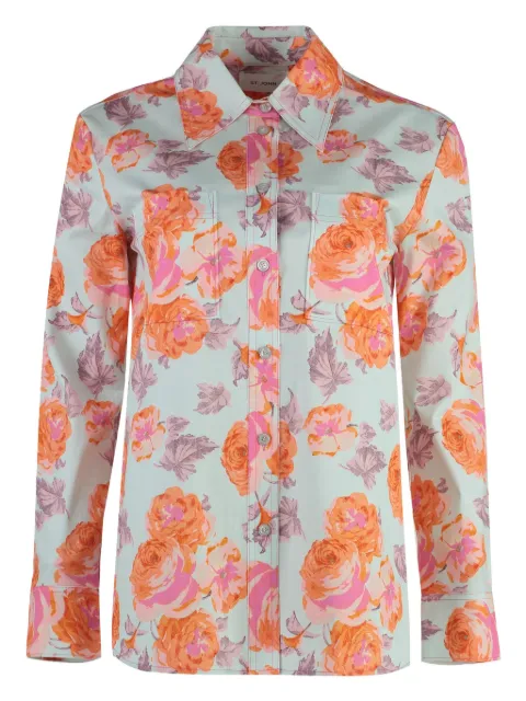 St. John floral-print cotton shirt Blue K91AC53