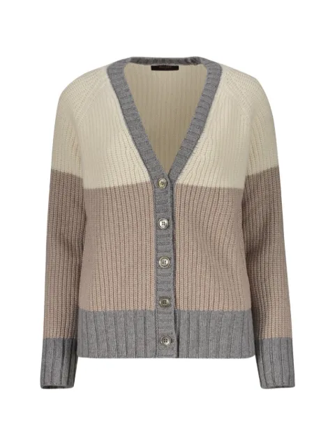 Moorer Janine colour-block ribbed-knit cardigan Neutrals JANINETCL