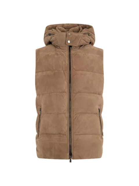 Moorer Fire quilted hooded gilet Brown FIREUR