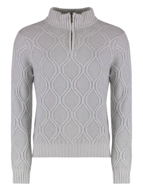 Moorer cable-knit half-zip sweater Grey FEDROTA