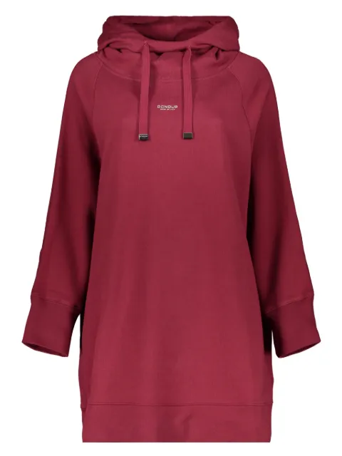 DONDUP longline cotton hoodie Red F448KF0196DU7