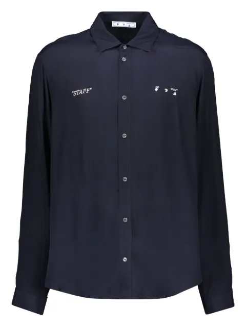 Off-White logo-print shirt Blue OMGA127T21FAB001