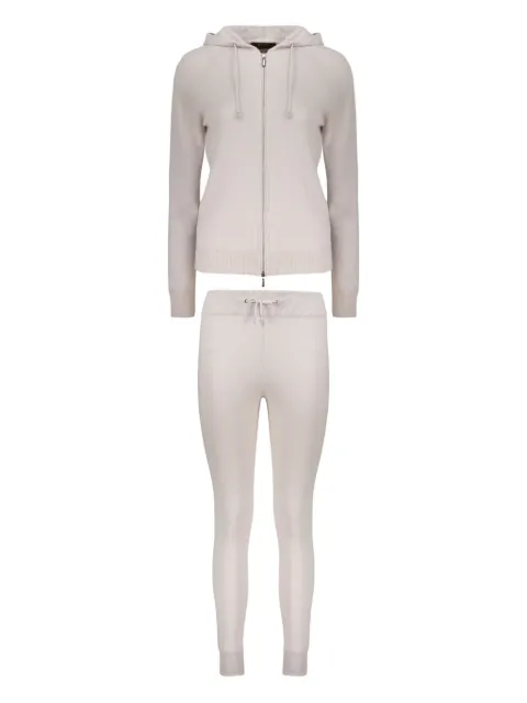 Moorer zip-up drawstring trousers set Neutrals NIVOLATUTACWS