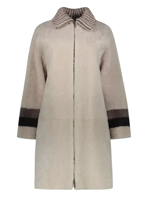 Lorena Antoniazzi shearling coat Neutrals A2023CP012421K