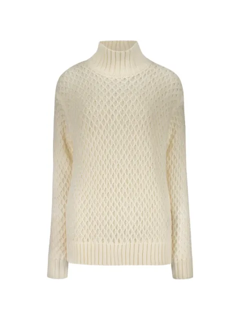 Moorer pointelle-knit high-neck sweater White MINOUWIV