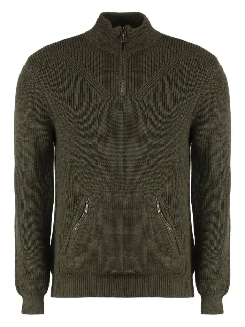 Moorer ribbed-knit half-zip pullover Green CLOUDHN