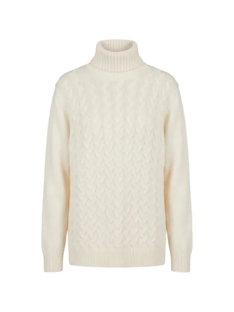 Moorer cable-knit roll-neck sweater White ABSOLTR2