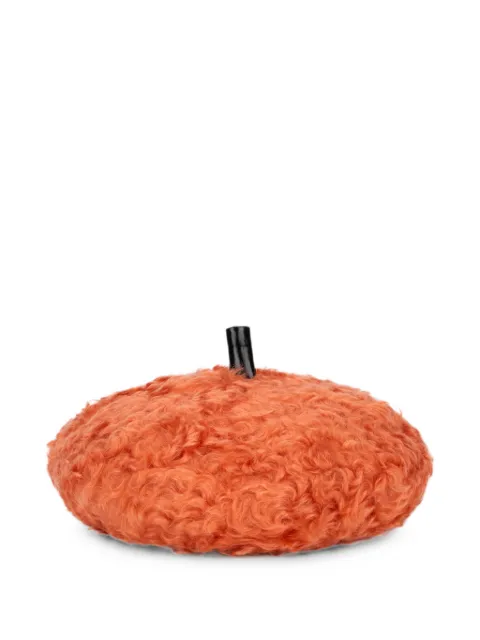 Moschino bouclé-texture beret Orange A92168213