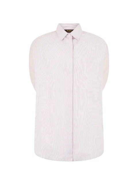 Moorer vertical-stripe short-sleeve shirt White GWENMTP