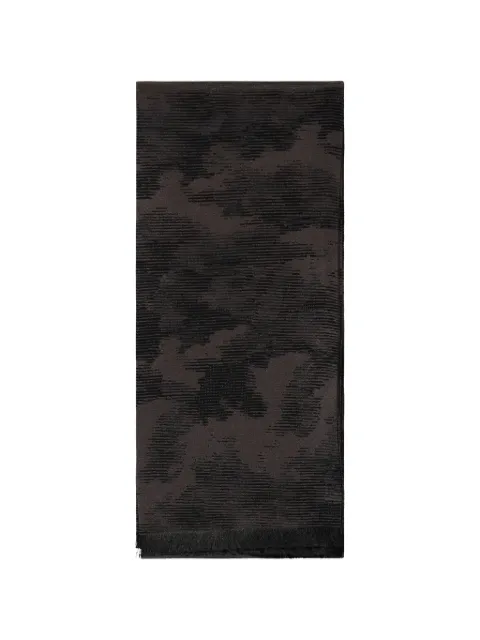 Zegna camouflage-pattern frayed-edge scarf Brown Z5L602WPBR1