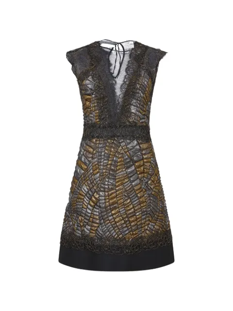 Moschino lace-trim metallic-effect mini dress Black V04521637