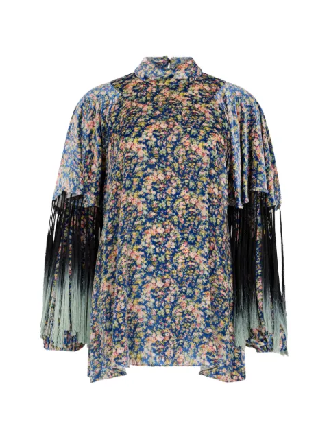 Philosophy Di Lorenzo Serafini fringed floral-print blouse Blue A02367152