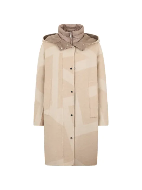 Moorer hooded graphic coat Neutrals SASHADNW
