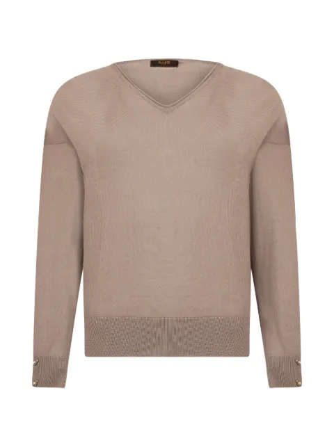 Moorer Renee V-neck button-cuff sweater Brown RENEEFLK
