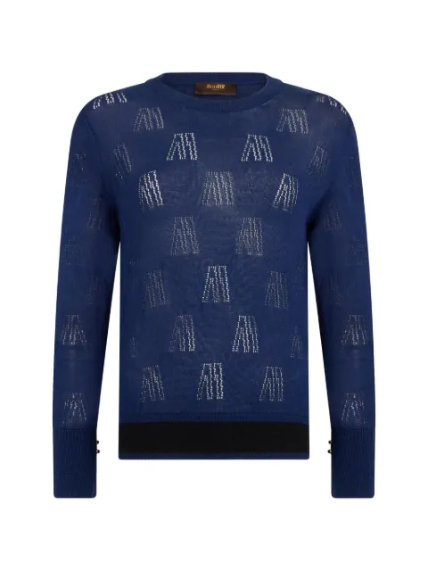 Moorer ribbed crew-neck sweater Blue PAULAFXK