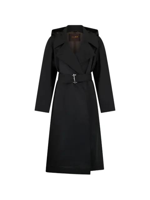 Moorer hooded belted coat Black OVIEDOADB