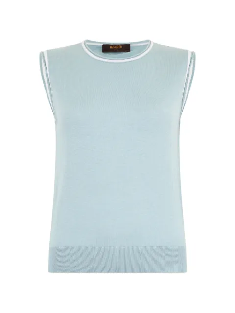 Moorer striped trim vest Blue NADINELXK