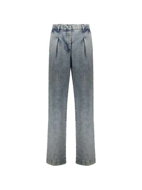 Moorer pleated-detail acid-wash jeans Blue LOREN119WDR