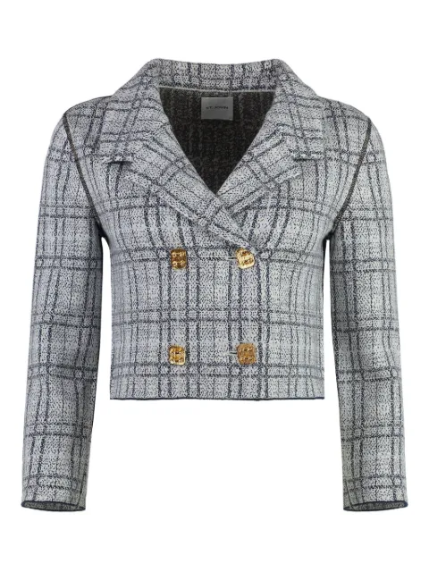 St. John check-patterned double-breasted jacket White K61A0H1