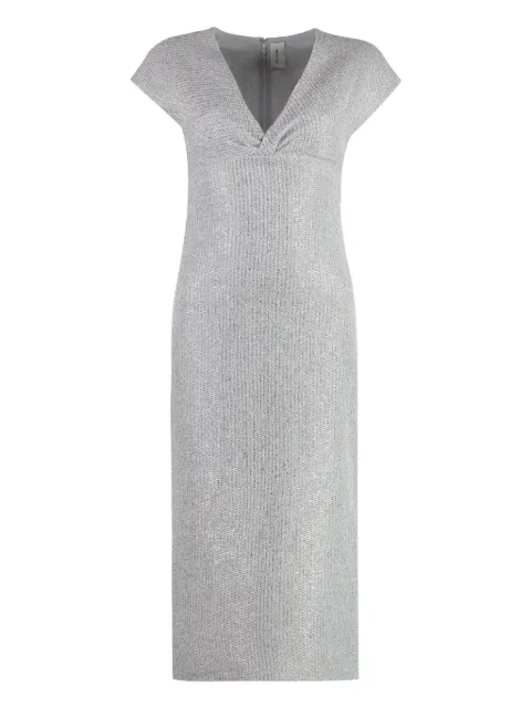 St. John cap-sleeve lurex dress Silver K12A0C1