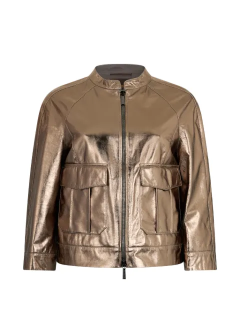 Moorer patch-pocket leather jacket Gold GUNILAMLH