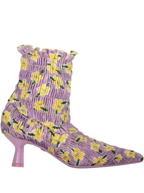 Amy Crookes 50mm floral-print ankle boots Purple GMSS22FO03328706