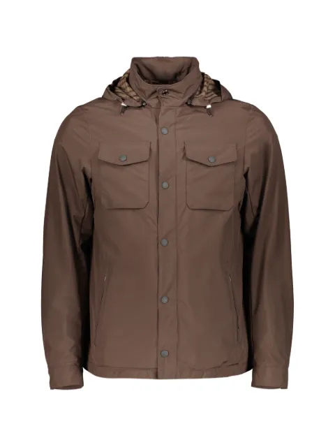 Moorer hooded press-stud jacket Brown FENZISTP