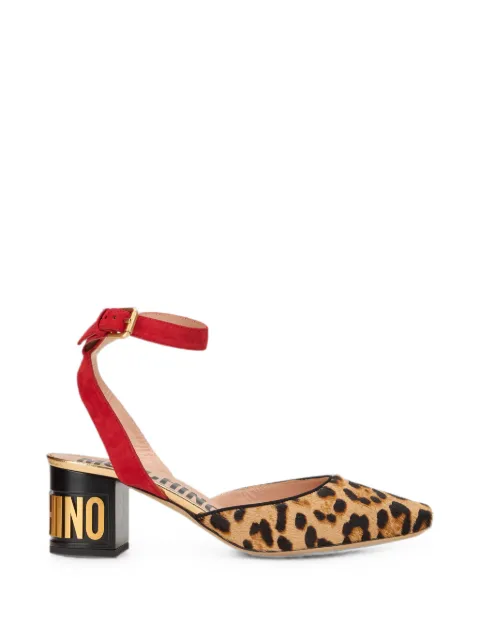 Moschino leopard-print logo-plaque pumps Brown 0095C17MG