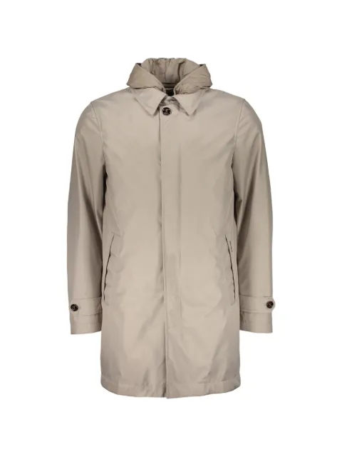 Moorer hooded single-breasted overcoat Neutrals EDWINGF