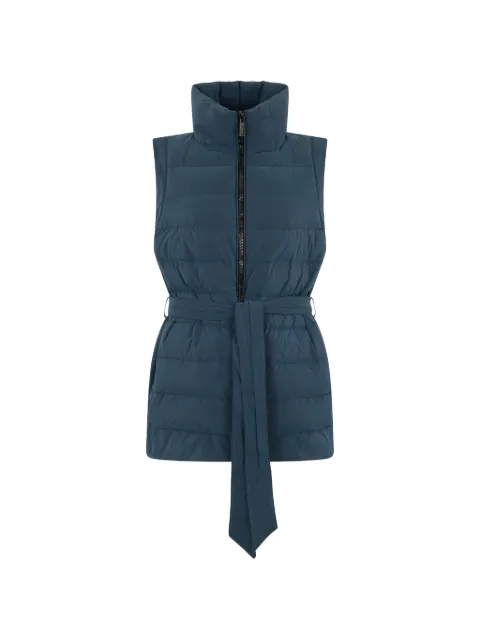 Moorer belted puffer gilet Blue EDDAOS
