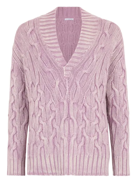 Malo cable-knit V-neck sweater Purple DXB066FCD12