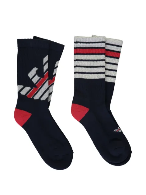 Emporio Armani logo-detail stripes-motif socks Blue 3051226P300