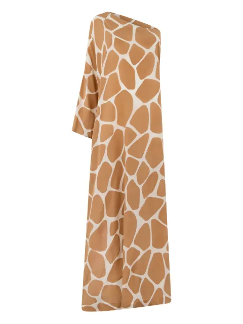 Valentino Garavani one-shoulder print maxi dress Brown BVDDL67A4