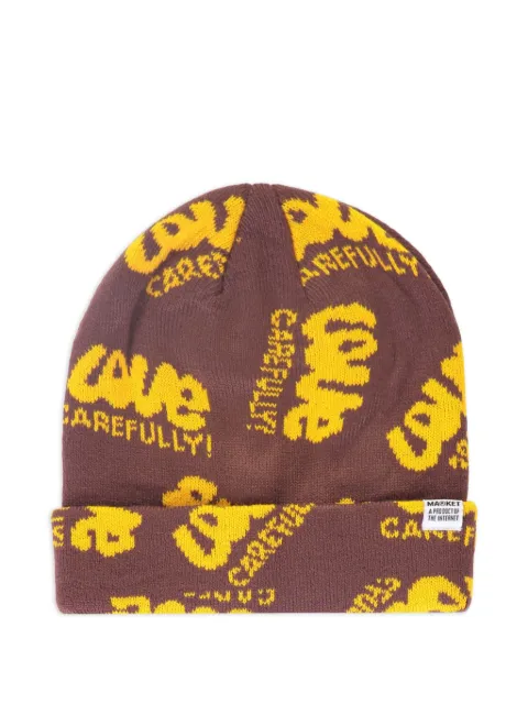 MARKET intarsia-pattern knitted beanie Brown 390000166