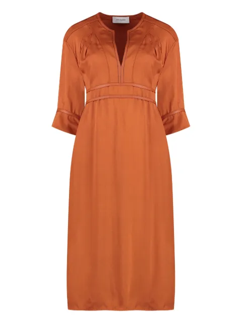 Yves Salomon crepe midi dress Orange 23E23EYR00919CEVI