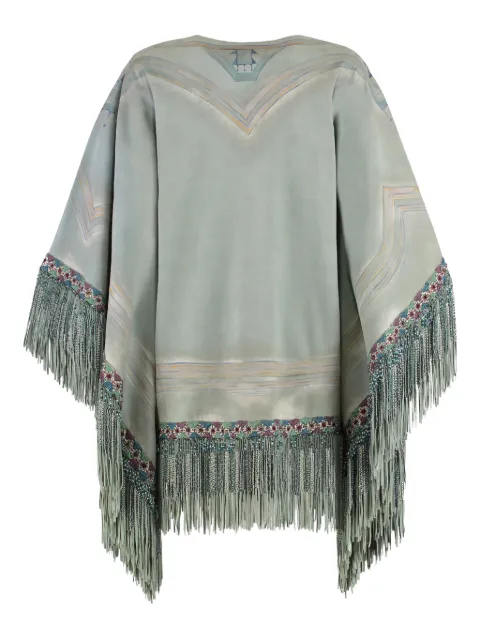 ETRO beaded-fringe poncho Green 139909802