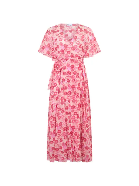 RED Valentino wrap floral-print midi dress Pink RVAFK56HW